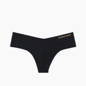 New Victoria’s Secret Sexy illusion Black Logo Smooth satin Thong Panties Medium